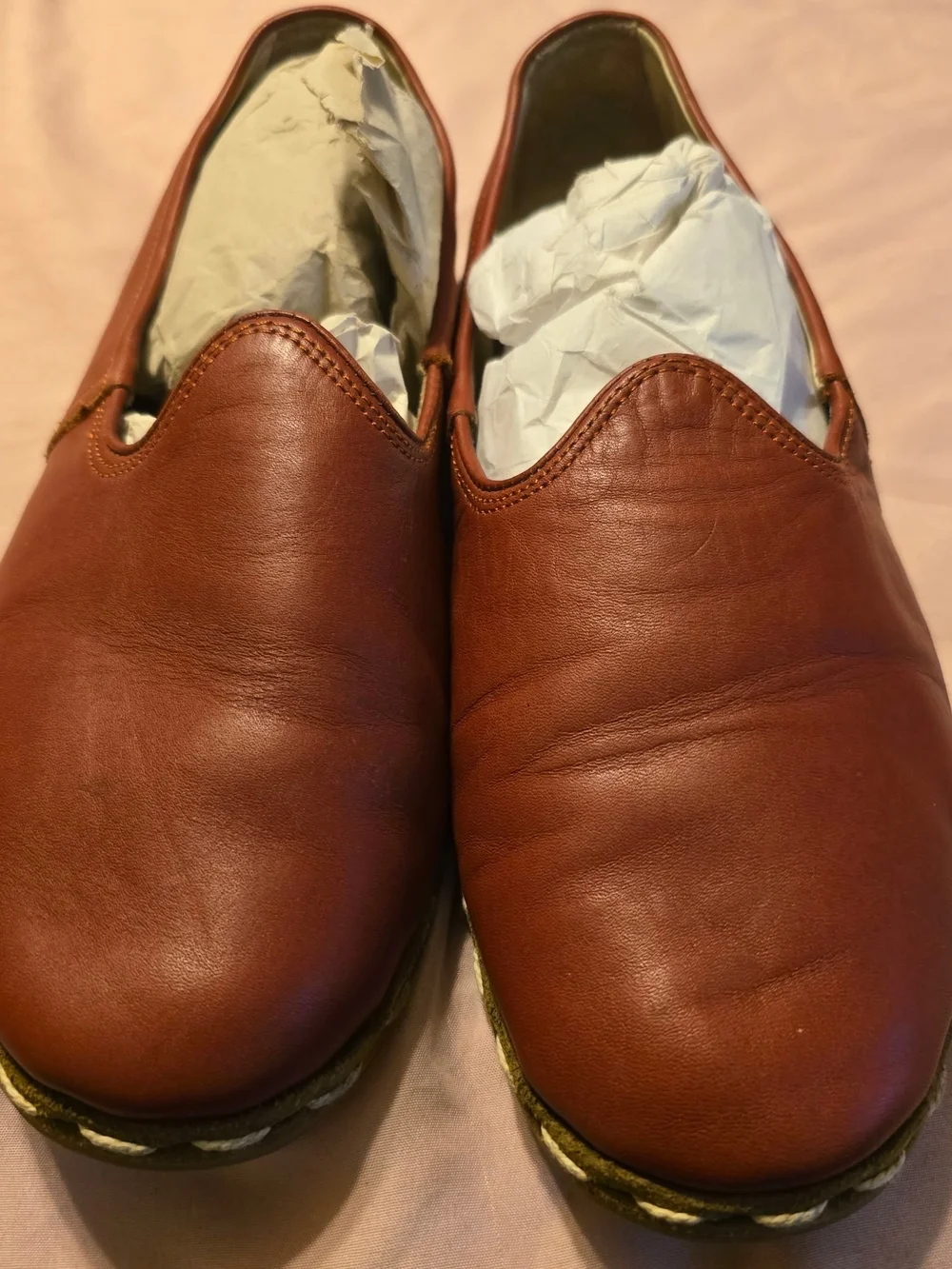 Sabah Men's Slip-On Leather Loafers in Sedona Red (Rust), Sz 41 MENS
